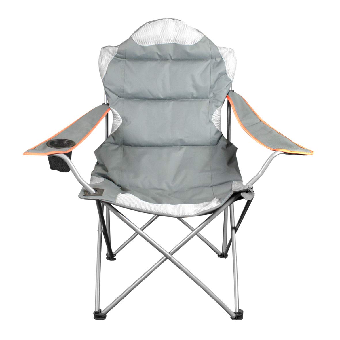 Milestone Camping 12060 Deluxe Outdoor Chair / Grey / Cup Holder and Carry Bag Included / Camping, Beach, Festivals, & Fishing