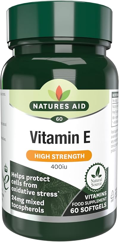 Natures Aid Vitamin E 400iu Natural Source 60 Softgels Non-GMO Gluten Free
