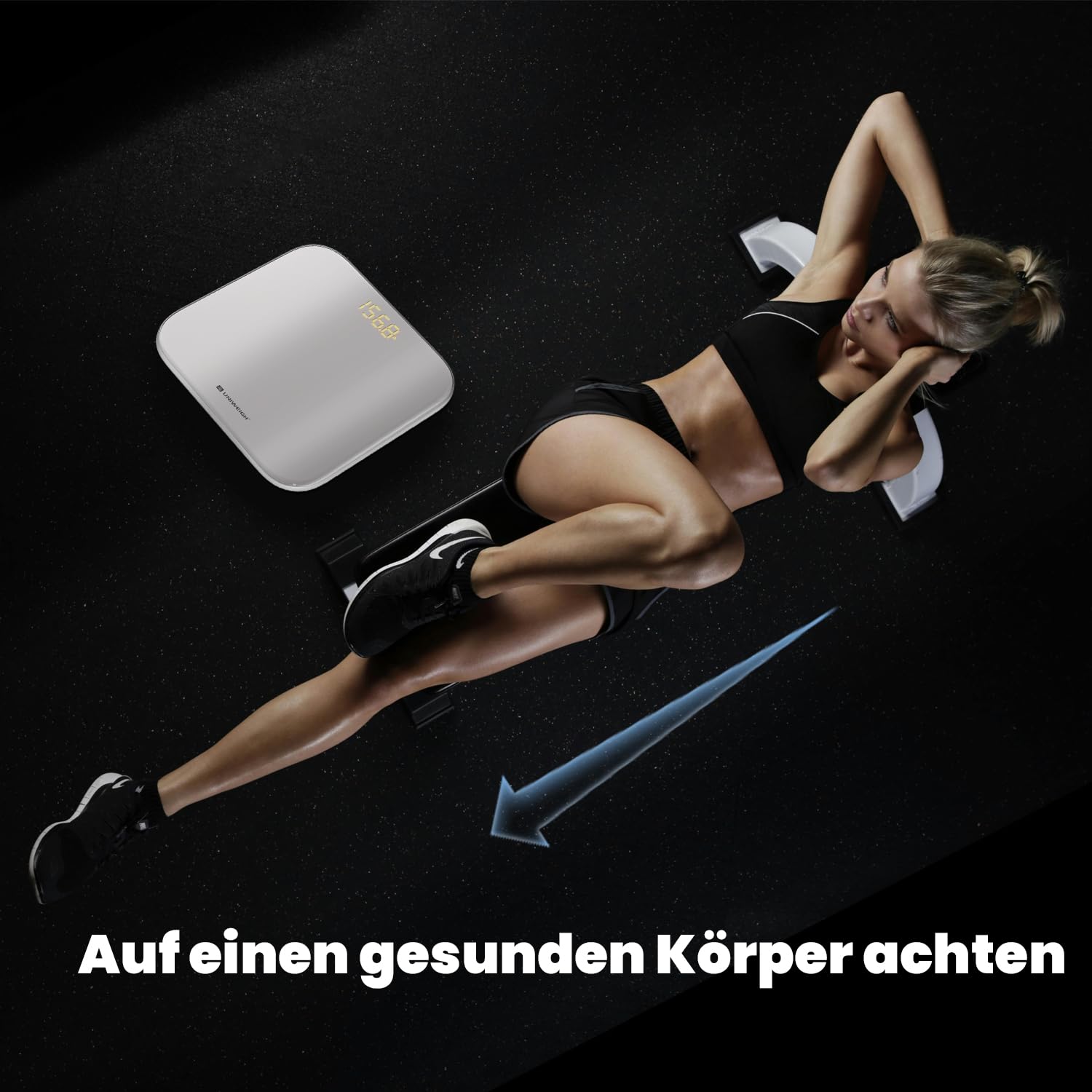 UNIWEIGH Digitale Personenwaage für Körpergewicht, hochpräzise Gewichtswaage bis zu 400lbs/180kg, Körperwaage mit stabilem gehärtetem Glas, LED-Anzeige, Step-on, 3 Einheiten und inkl. Batterien, weiß 7