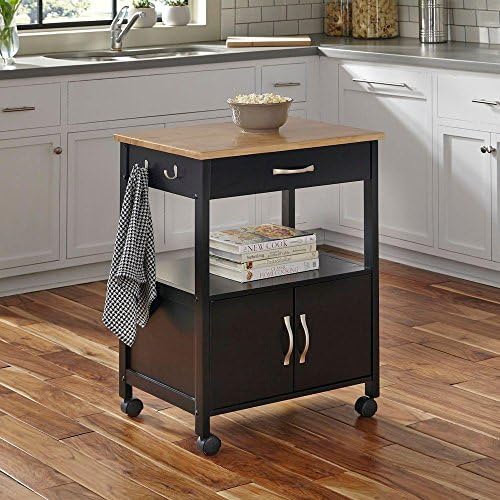 Dolly Madison The Banner 25.5 in. W Wood Kitchen Cart in Black