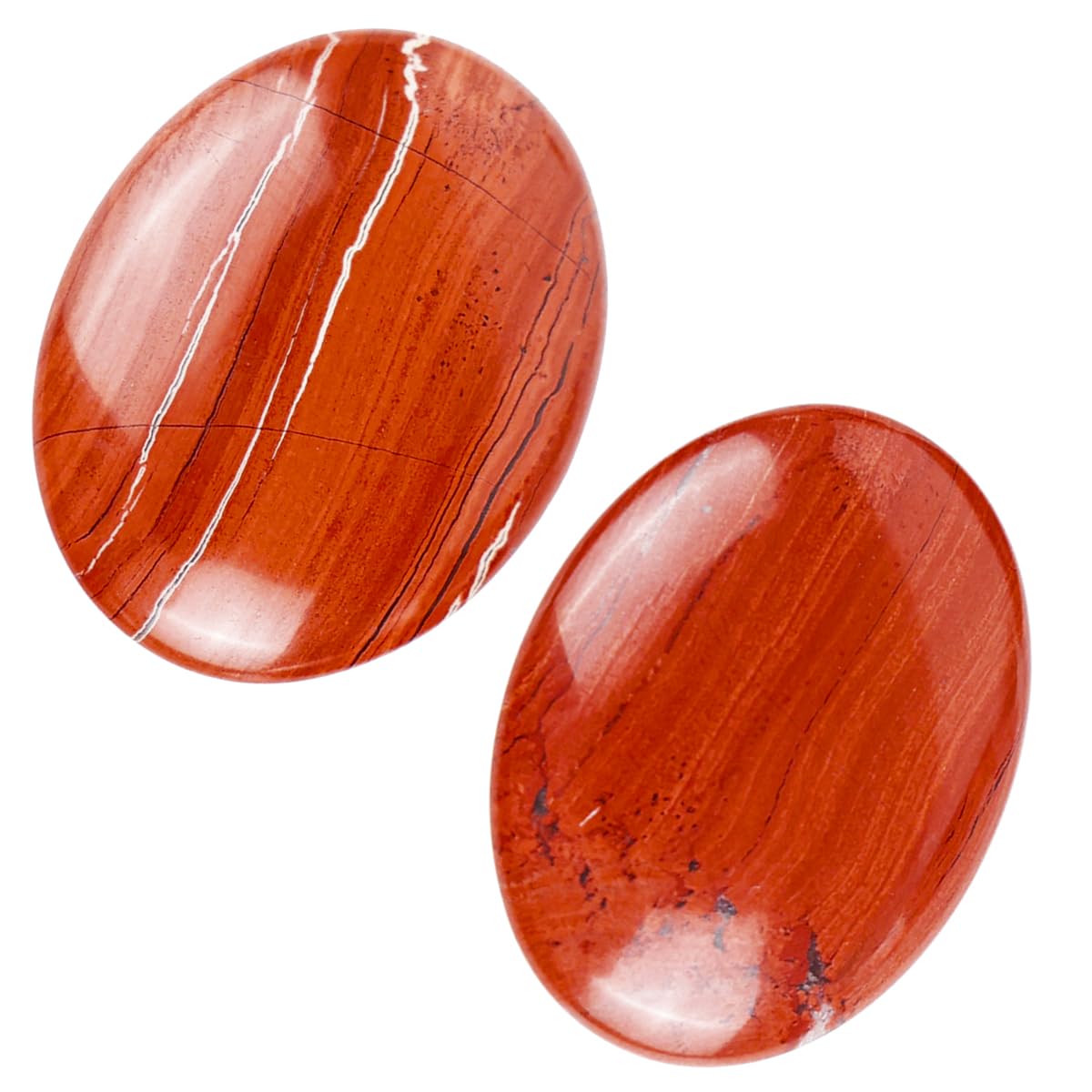 mookaitedecor Pack of 2 Natural Red Jasper Crystal Palm Worry Stones for Anxiety Stress Relief, Oval Small Energy Pocket Stones Healing Crystal Gifts for Reiki Chakra Meditation Desk Decor — image 1