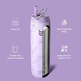 BOTTLE BOTTLE 32 oz Insulated Stainless Steel Bottle with Straw Purple Bloom view 3