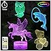 ZOKEA Unicorn Gifts, Unicorn Toys for Girls 7 Colors Changing 3D Night Light Set (4 Patterns) with Remote Control & Smart Touch & Timer, Xmas Gifts for Girls Age 2 3 4 5 6 7+ Year Old Girl Gifts