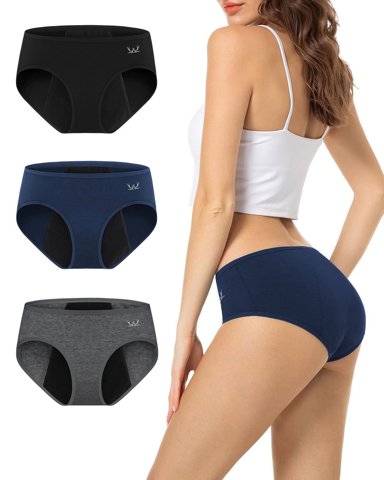 Photo 1 of TANSTC Travel Menstrual Panties Women Heavy Flow Leakproof Cotton Postpartum Compact Black Blue Grey XXL