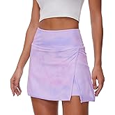 Lightbare Women’s Tennis Skirts High Waisted Mini Golf Skirt with Shorts Pockets Side Slit Skort Quick Dry for Athletic
