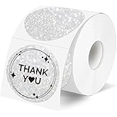 YEGAWEN 2" Holographic Thermal Label Stickers, Round Direct Thermal Label Stickers, Glitter Thermal Printer Sticker Labels for Gift Wrapping, Self-Adhesive Custom Logo Design- Glitter Silver