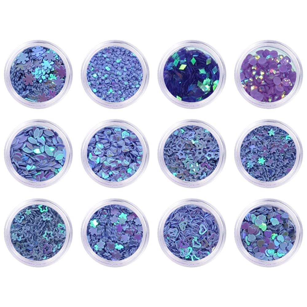 YOFASEN 12 pcs Chunky Glitter - Festival Face Glitter Eye Makeup Hair Glitter Decorative Glitter Powder Sequins Eyeshadow Face Body Painting Paint Craft Nail Art, Purple 4