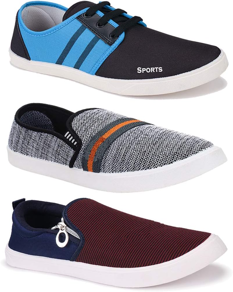 Men's Multicolour Light Weight Comfortable Walking Shoes -7 UK (Combo Pack of 3)