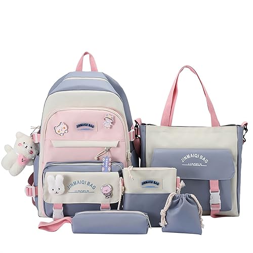 Super Süßer Kawaii Rucksack Set 3-teilig - Mit Bär Accessoires Für Schule & Freizeit