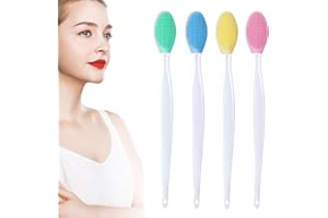 4 PCS Pore Scrubber Lip Exfoliator Brush – Double-Sided Silicone Pore Cleaning Brush for Nose & Face, Gentle Exfoliator Pore 