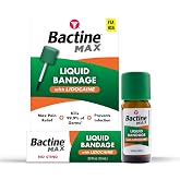 Bactine MAX Liquid Bandage with Lidocaine, Wound Cleaning Solution That Kills 99% of Germs, Covers and Protects Skin, Fast-Drying Protective Seal, 0.30 fl oz