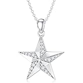 LWXIE Diamond Star Necklaces for Women 925 Sterling Silver Star Jewelry Gifts for Mom Wife Girlfriend Daughter Sister Friend