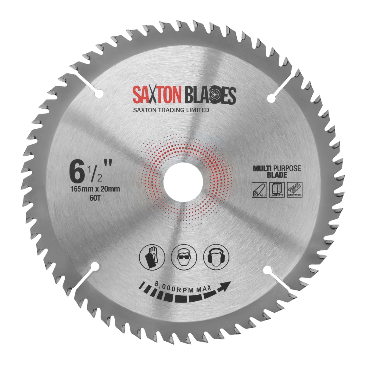 TCT16560T TCG Saxton TCT Circular Saw Blade 165mm x 60T x 20mm Bore (16mm ring) Aluminium Laminate Hardwood