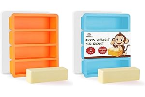 KL KALOO 2PCS Silicone Butter Mold Tray with Lid, Kaloo Non-Stick Butter Maker Fits Standard Butter Size, Ideal for Butter, Soap Bar, Energy Bar, Cake (Orange+Blue)