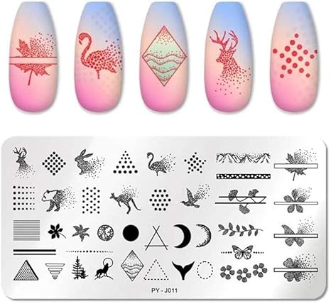 Amazon Co Jp ネイルアートステッカー プレートテクスチャシリーズのテンプレートネイルデザインのスタンプステンシルツールステンレス鋼のネイル アートイメージプレートをスタンピングネイル Color Py J011 ホーム キッチン