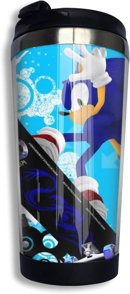 Vacuum Insulated Reusable Travel Coffee Tumbler Mug - Dark Super Shadow The Hedgehog Stainless Steel Life Water Bottle Cup for Child Birthday Gifts - BPA Free 14 Oz