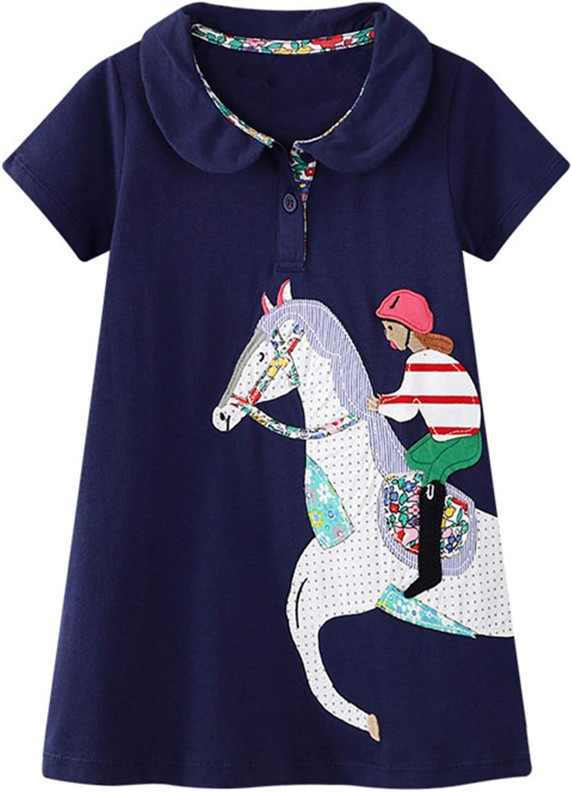 LNKXRTY Kids Cute Cotton Skirt Dress Hooded Dress Casual Cartoon Appliques Striped Jersey Dresses
