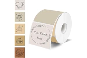 YEGAWEN Square Thermal Labels Stickers 2" x 2", Self-Adhesive Waterproof Square Direct Thermal Labels Stickers, Perforation Line Design- 300 Sheets/Autumn Colors