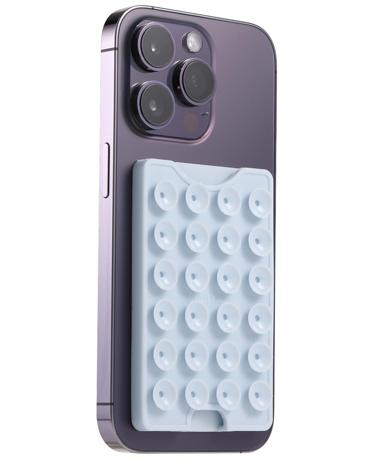 BIAJIYA Suction Phone Card Holder Mount, Silicone Octo Cup Buddy Phone Wallet for iPhone, Videos and Selfies, Hands-Free Sticky Phone Grip Card Holder Stick On Phone Case (Light Blue)