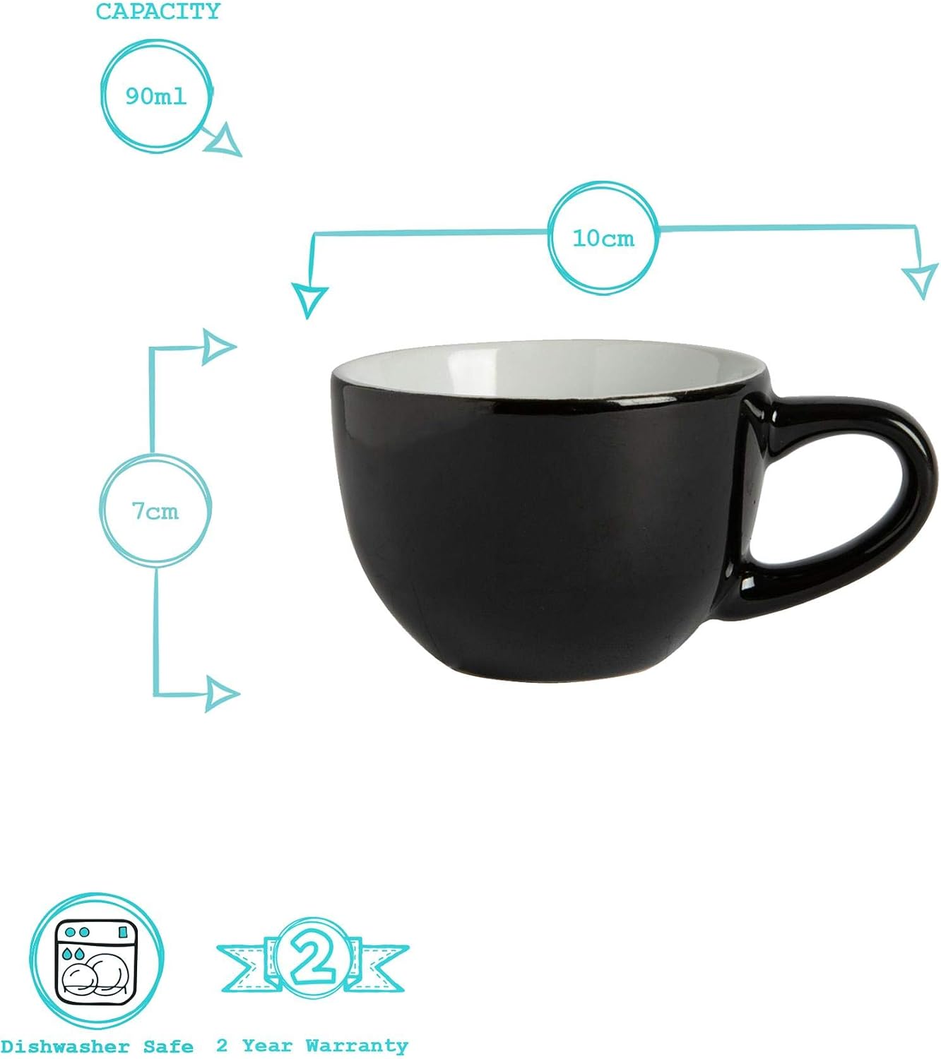 Amazon Com Argon Tableware Coloured Espresso Cup Saucer Set 90ml Black Cup Saucer Sets