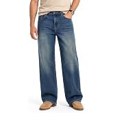Mens Vintage Wide Leg Baggy Stretch Soft Denim Jeans | Reinforced stitching, mid-rise fit, breathable durable fabric, all-day comfort for work &amp; casual outings