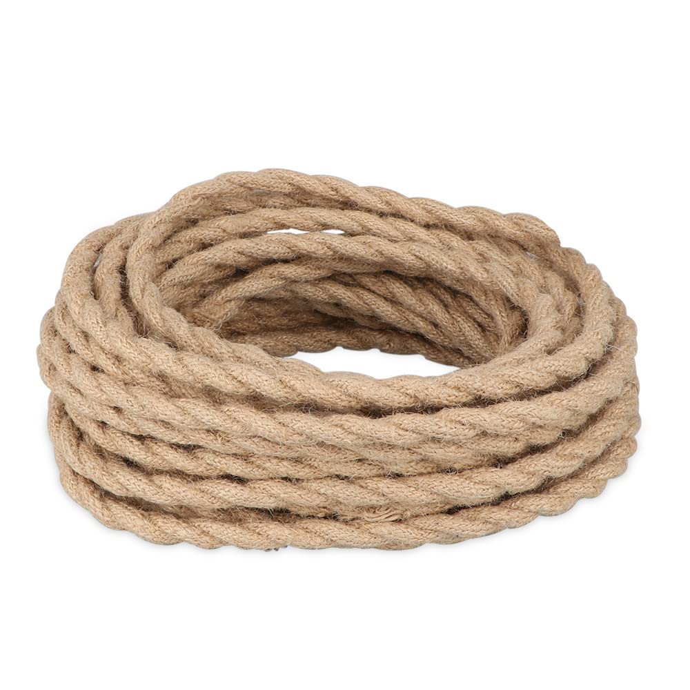 Photo 1 of Helunsi 32.8ft Twisted Electric Rope Light, 18/2 Hemp Rope Covered Lamp Twisted Wire, 18-Gauge Vintage Light Pendant Cord, Antique Industrial Electrical Wire Rope
