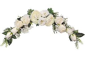 OrgMemory Arch Flowers, Artificial Floral Swags, 23", Decorative Swag, Artificial Flower Swag for Door Party Wall Home Decor(Ivory)