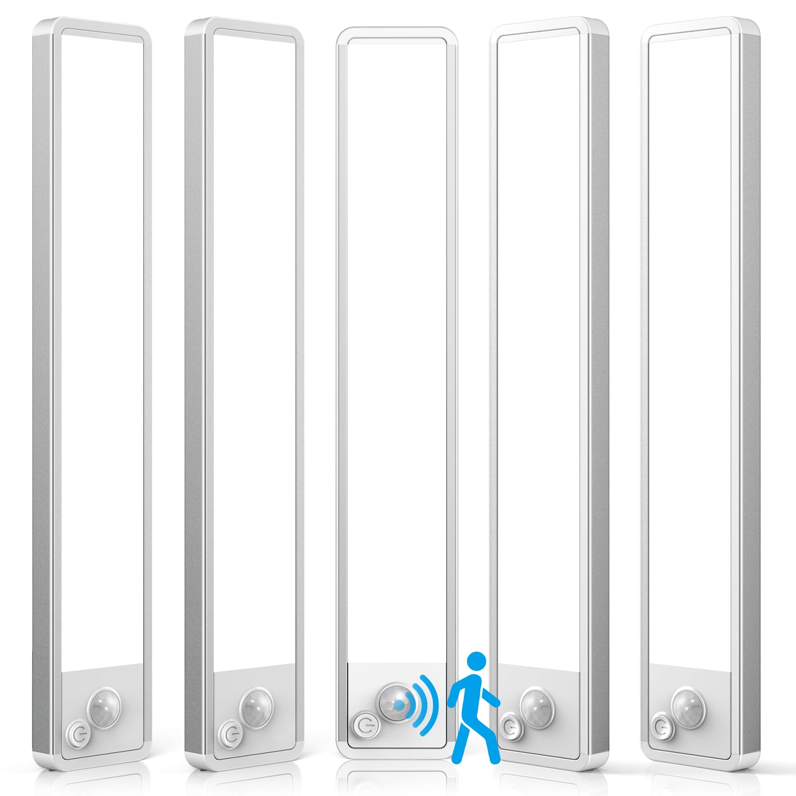 LUMIJOLI Under Cabinet Lighting Wireless LED Motion Sensor Magnetic Light 2500maAh Rechargeable Indoor Closet Lights for Kitchen, Stairs (5, Cool White, 14 Inch) Image