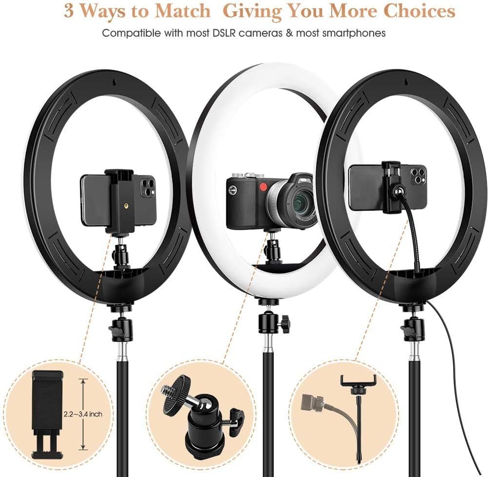 11.5 inch Ring Light with Tripod Stand & Phone Holder Tall 177cm/69.5",Large Professional Selfie Ring Lights for Phone,LED Standing Ringlight for Makeup,Video,Streaming,Youtube - Image 4