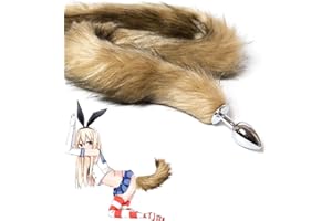 SJ30-16.7-Inch Stainless Steel Male Women Exercise Artificial Fox Tail Male Exercise Metal Fox Tail Beginner Plug Kit with Fl
