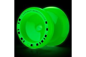 MAGICYOYO K3 Aurora-P Glow-in-The-Dark Pro Yo-Yo for Kids & Adults - Responsive/Unresponsive Fingerspin Trick Yo-Yo for Beginners & Advanced Players with 12 Strings + Accessories (Glow Green)