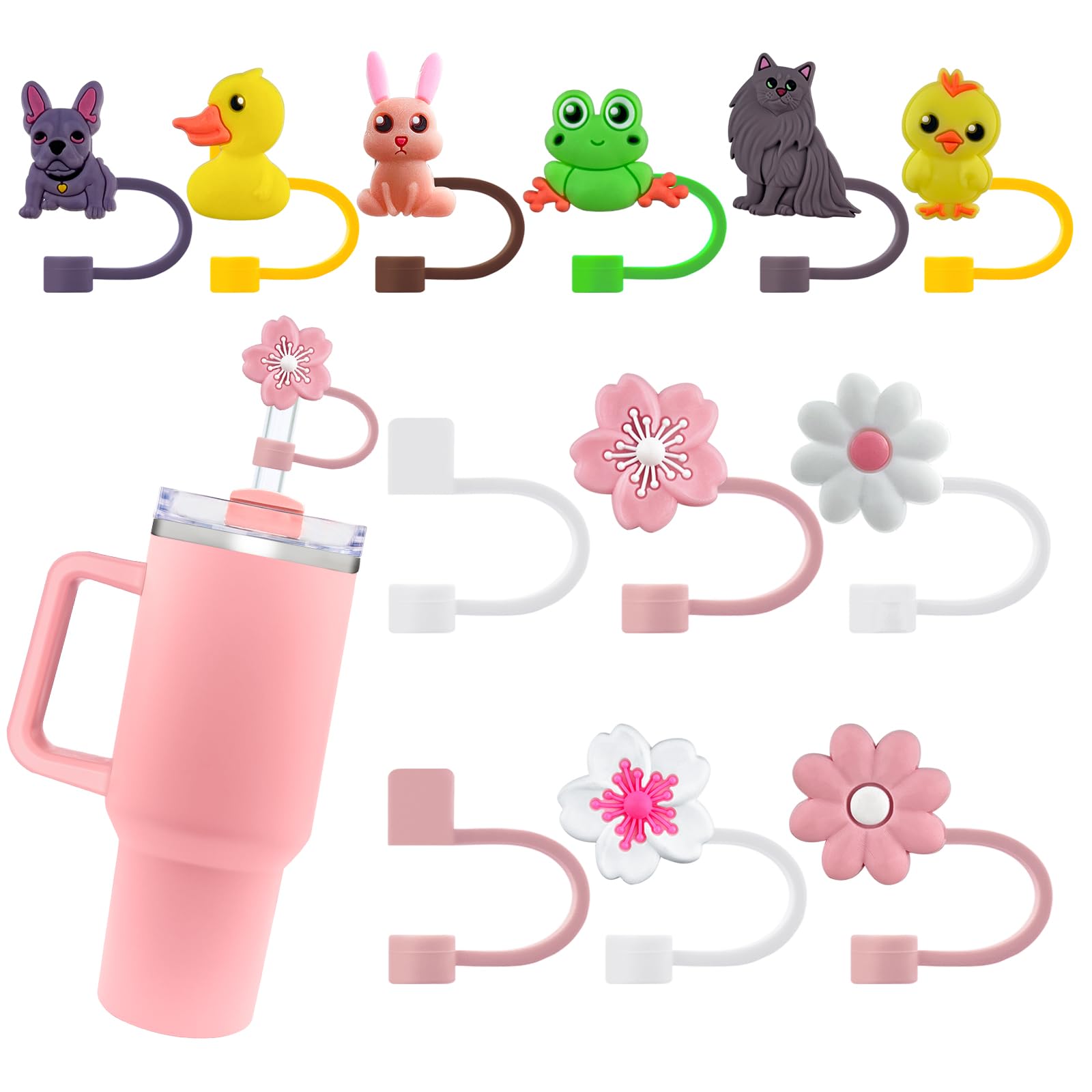 Photo 1 of Velaco 12PCS Silicone Straw Covers Cap for Stanley Cup, 10mm Cute Straw Toppers for20 30 40 oz Tumblers, Dust-Proof Drinking Cup Accessories