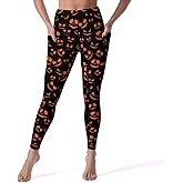 DROEYROEST High Waist Workout Leggings for Women Tummy Control Printed Yoga Pants with Pockets Holiday Costume