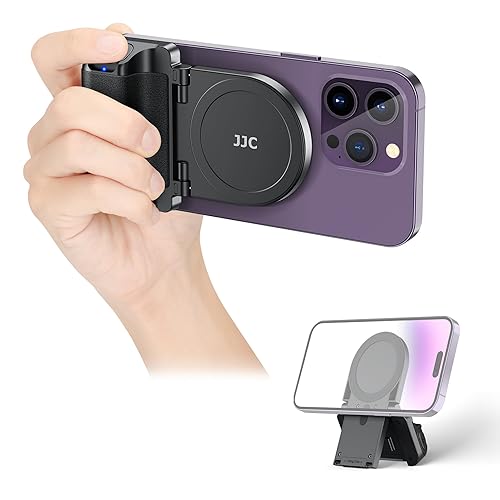 JJC Magnetic Phone Camera Grip Handle with Wireless Shutter Remote, Magsafe  Camera Handle Bluetooth Bracket for iPhone Android Smartphone with 1/4”