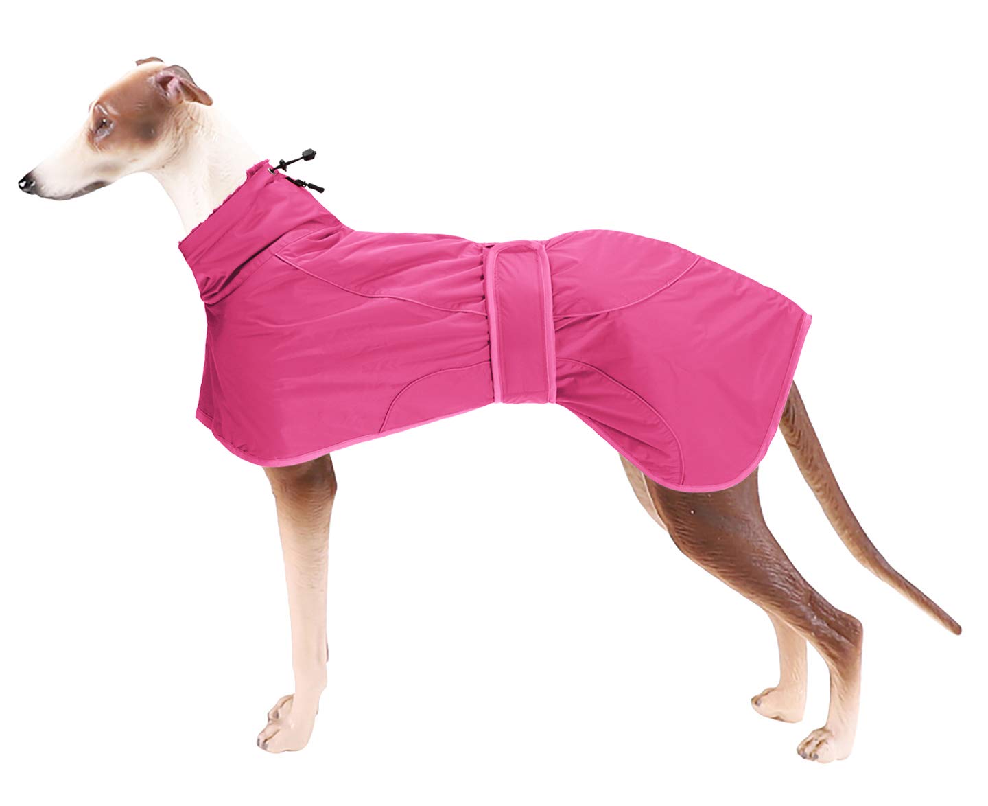 Ctomche Dog Winter Coat Reflective Waterproof, Jacket with Warm Fleece Lining, Waterproof Coat with Adjustable Bands For Greyhounds, Lurchers and Whippets - Pink-XXXL