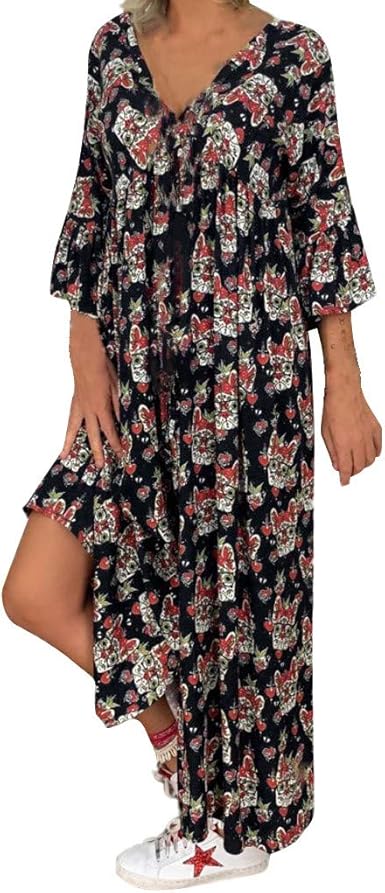Posional_Vestido De Otoño e Invierno Mujer Vestidos De Fiesta Mujer Elegantes Vestidos De Cóctel Tallas Grandes Señoras Vestido Largo Manga Corta: Amazon.es: Ropa y accesorios