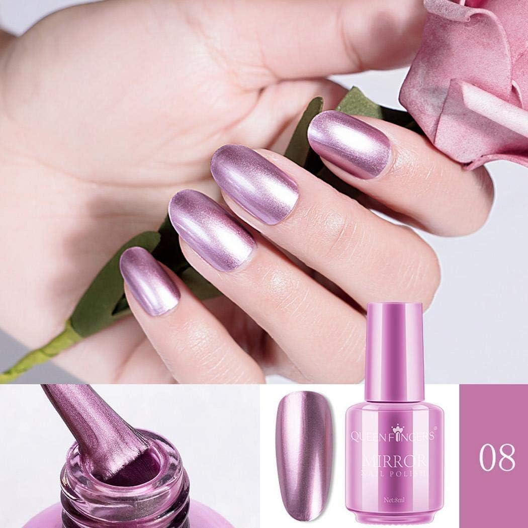 Tiowea DIY Multicolor Mirror Luster Nail Polish Long-lasting Nail Powder Nail Polish