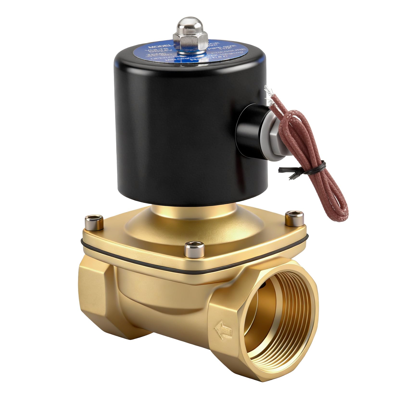 Heschen Brass Electric Solenoid Valve, 2W-400-40, 1-1/2 Inch, DC24V, Direct Action Water Normally Closed Replacement Valve