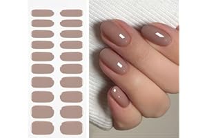 JMEOWIO Gel Nail Stickers Coffee Semi Cured Gel Nail Strips Wraps UV/LED Nails Art Design Decoration Accessories