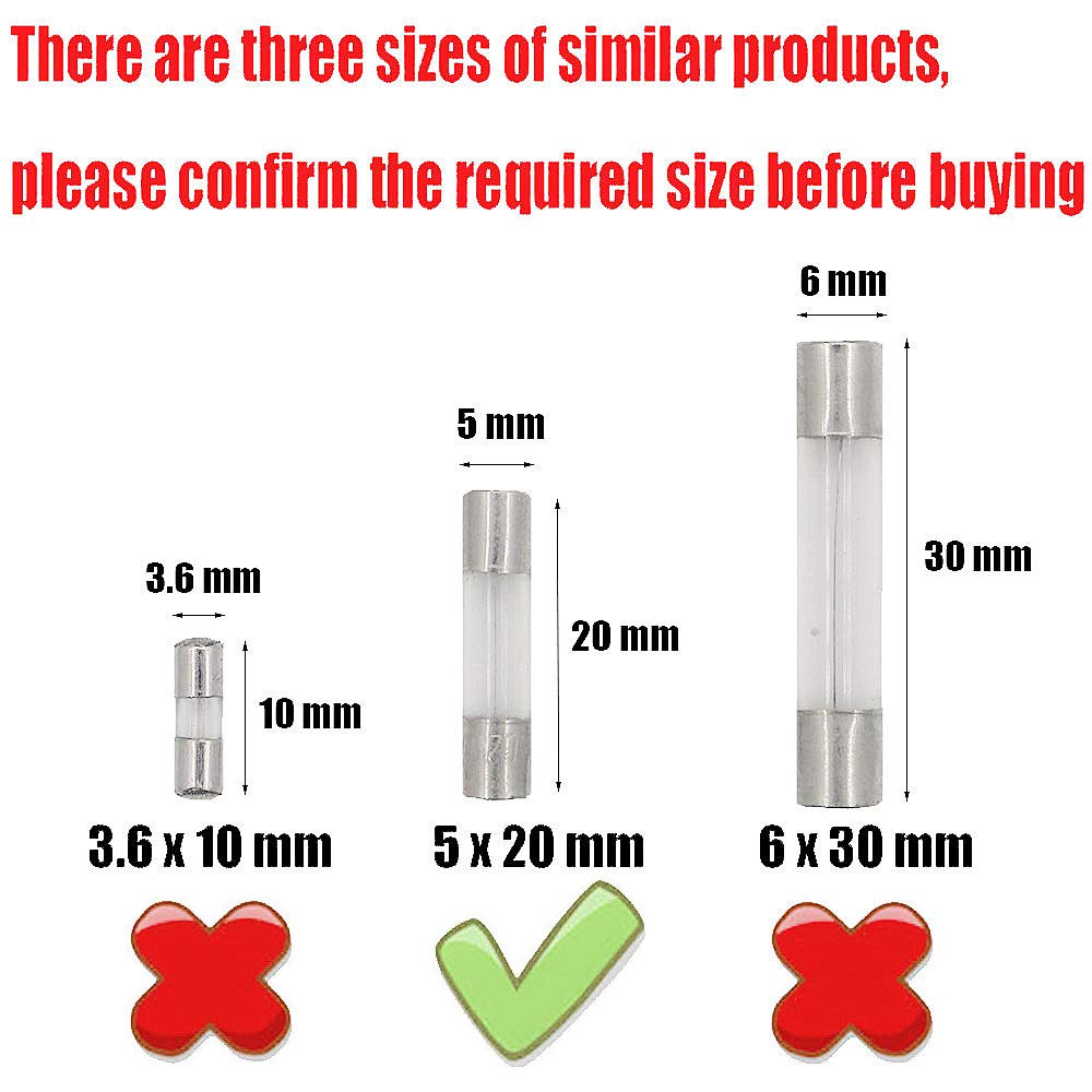 SIXQJZML 10 Pack F0.5AL 500mA Fast-Blow Fuse 0.5A 0.5amp 125V Glass Fuses 0.2 x 0.78 inch / 5 x 20 mm (125Volt F0.5A): Industrial & Scientific