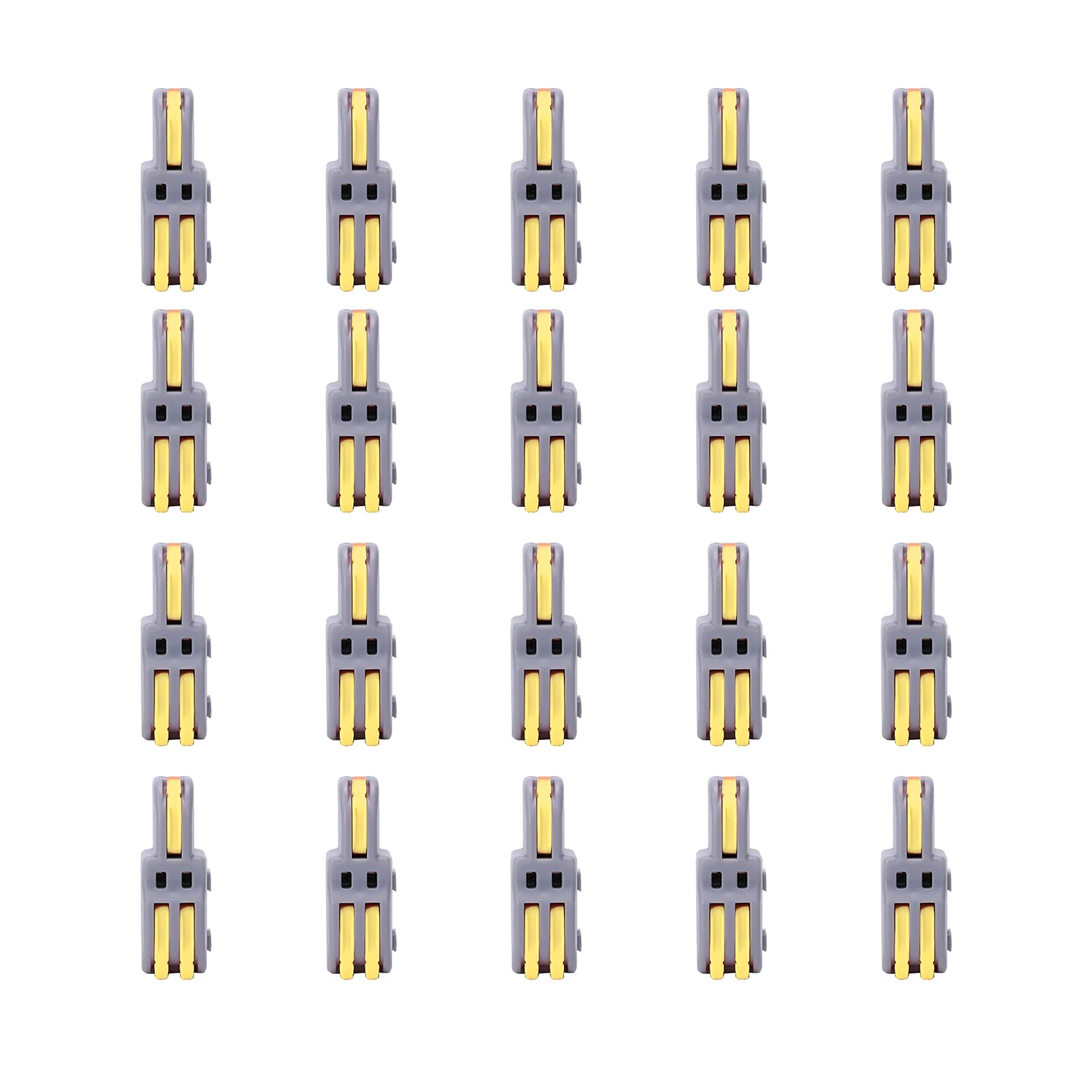 20Pcs Quick Terminal Block 1 in 2 out Wire Connector T‑Shape Push‑Type Wiring Splitter SPL‑F12A for Electrical Control(yellow)