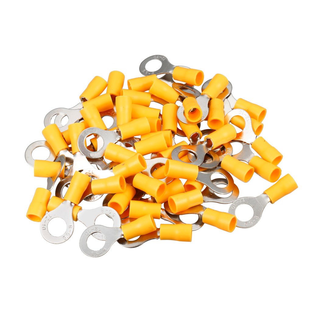 sourcingmap 50Pcs RV5.5-8 Insulated Terminals Ring Electrical Wire Crimp Connectors for AWG 12-10