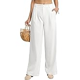 AVICHIC Women's Linen Pants Wide Leg Dressy Casual Beach Linen Pants Summer with Pockets 29" 31"