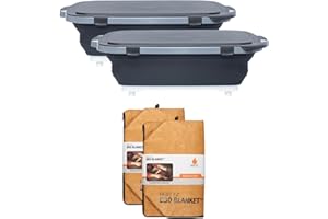 DRIP EZ XL Prep Tub & BBQ Blanket Gift Bundle: (2) XL Prep Tubs + (2) Meat Resting Blankets - Ultimate BBQ Gift for Pitmasters, Brisket, Ribs, Pulled Pork & Outdoor Cooking