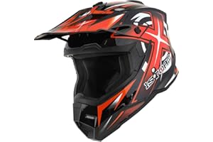 1Storm Adult Motocross Helmet BMX MX ATV Dirt Bike Four Wheeler Quad Motorcycle Full Face Helmet Racing Style: HF801 Sonic Orange