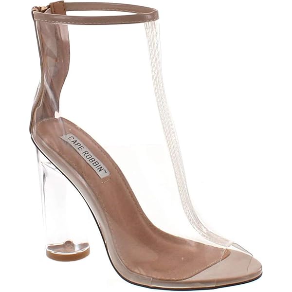 Bottes Mi-mollet Cape Robbin Ella - Talon Haut Transparent, Bout Pointu, Noir - Taille US 8.5