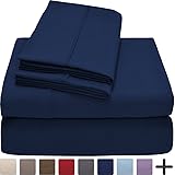 Premium 1800 Ultra-Soft Microfiber Sheet Set Twin Extra Long - Double Brushed - Hypoallergenic - Wrinkle Resistant (Twin XL, Dark Blue)