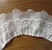 5y 3-Layer Pleated Organza Lace Edge Ribbon Gathered Mesh Chiffon Ruffle Trim 65mm Width (White)