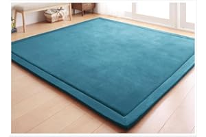 Loartee Nursery Rug Coral Velvet Crawling Rugs Mat Area Rugs Play Crawling Mat(4'9"x4'9", Blue) for Toddler Children Play Mat Yoga Mat Exercise Pads Carpet