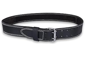 FUERI Tool Belt Heavy-Duty Leather Work Belts for Men Suspenders Carpenters Contractor Construction Electrician Framer Ironworker Adjustable - Black